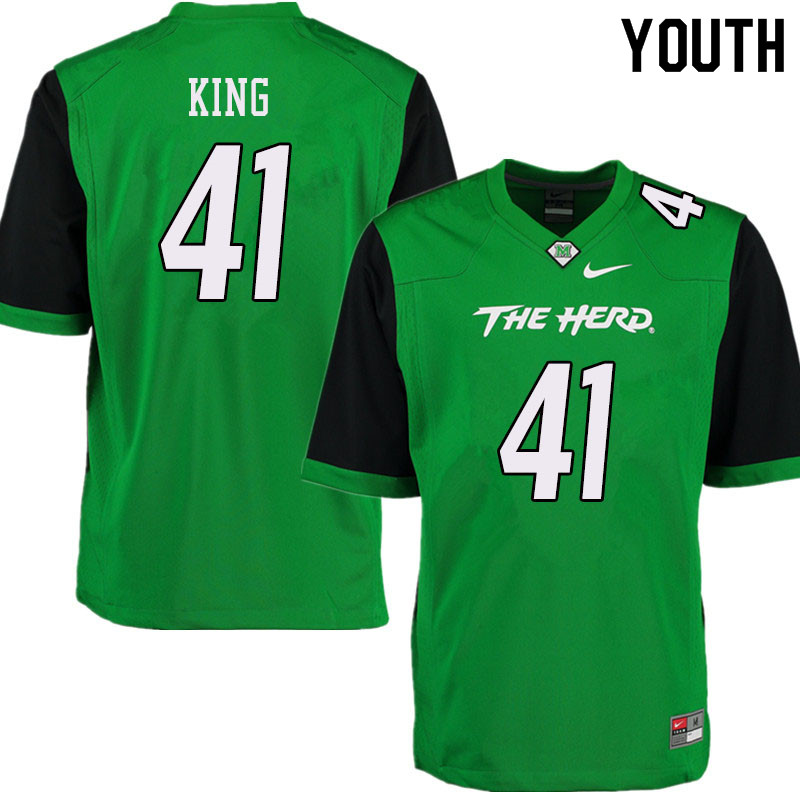Youth #41 Kenard King Marshall Thundering Herd College Football Jerseys Sale-Green - Click Image to Close